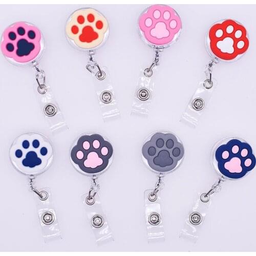 1Pc Cartoon Cat Paw Retractable Nurse Badge Holder Lovely Doctor Students ID Card Holder Badge Holder Clip Office Supplies