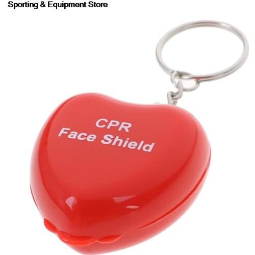 1PCS Protect CPR Masks Key Chain Mouth To Mouth Rescue Shields In Mini Heart Box Red Cpr Face Mask First Aid Kit