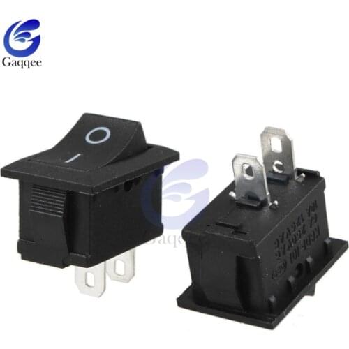 10PCS Black Push Button Mini Switch 6A-10A 250V KCD1-101 2Pin Snap-in On/Off Rocker Switch 21*15MM