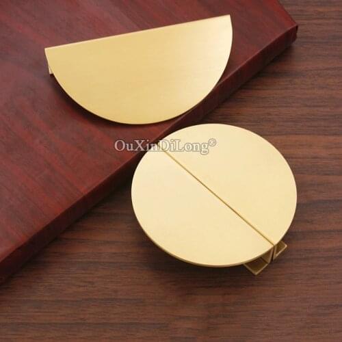 2PCS Semicircle Solid Brass Cabinet Knobs and Handles Drawer Furnitures Cupboard Wardrobe Pens Book Cabinet Door Pulls GF448