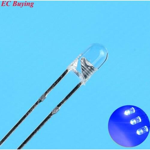 3mm Blue LED Round Boundless Light Emitting Diode Transparent Ultra Bright Lamp Plug-in DIY Kit Practice Endless DIP 50 pcs/lot