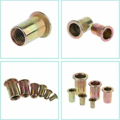 300Pcs/set M3 M4 M5 M6 M8 Rivet Nuts Carbon Steel Flat Head Threaded Insert Nut Rivet Cap Set Threaded Insert Rivets Nut