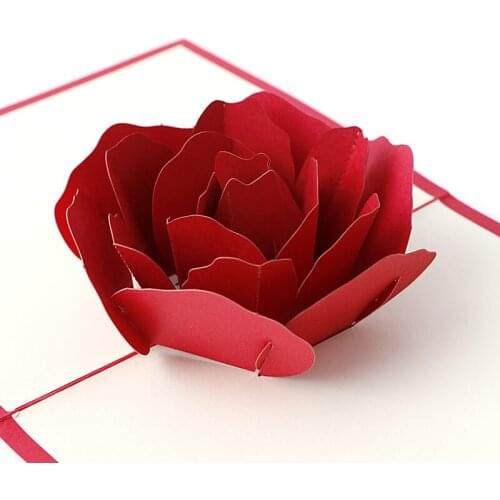 3D Pop UP Holiday Greeting Cards Red Flower Christmas Thanksgiving Creative Gift