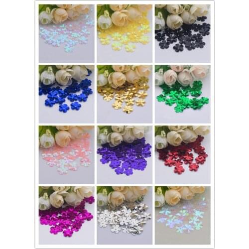500pcs/lot Flower Sequins 14mm PVC Decoration Sewing DIY Wedding Craft Scrapbook For Clothing 12 Colors AB Plating