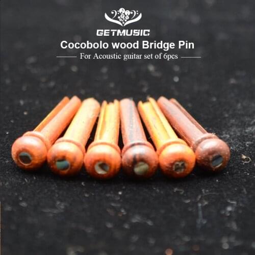 6Pcs Pure Cocobolo Wood Acoustic Guitar Bridge Pins Abalone Pearl Dot Inlay Durable Guitar String Nails Pin Guitarra Accessories