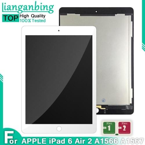 9.7" LCD For Ipad Air 2 Ipad 6 A1567 A1566 Full LCD Display With Touch Screen Digitizer Panel Assembly Complete +Adhesive