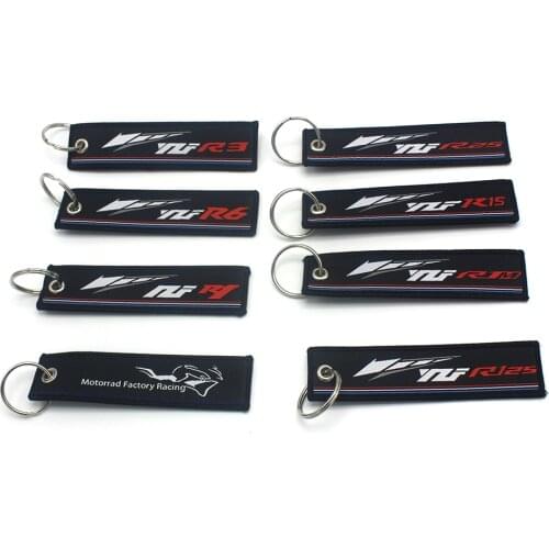 For Yamaha YZF R1 R3 R6 R15 R1M R125 R25 Fashion Motorcycle Key Chain Woven Key Ring Tag Label Chain Black Car Keychain Motor