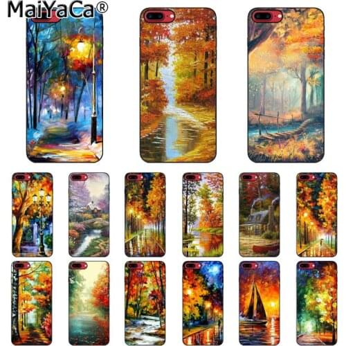 Starry Night Van Gogh Art Oil Paint Autumn Trees Maple Phone Case For iphone 11 12 Pro 8 7 6 6S Plus X XS MAX 5S SE XR 12mini