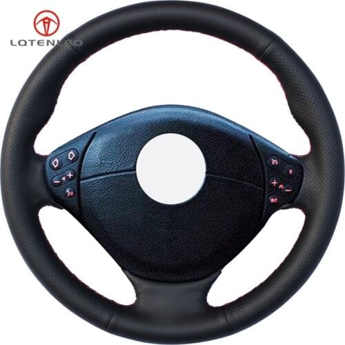 LQTENLEO Black Genuine Leather DIY Steering Wheel Cover for BMW M Sport E36 Z3 M3 E36/5 E36/7 E36/8 E31 E39 E38 M5 E39 1995-2002