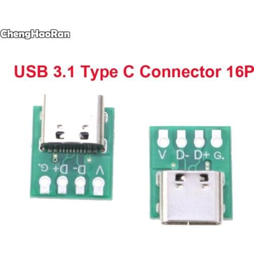 ChengHaoRan For USB 3.1 Type C Connector 16 Pin Test PCB Board Adapter 16P Connector Socket For Data Line Wire Cable Transfer