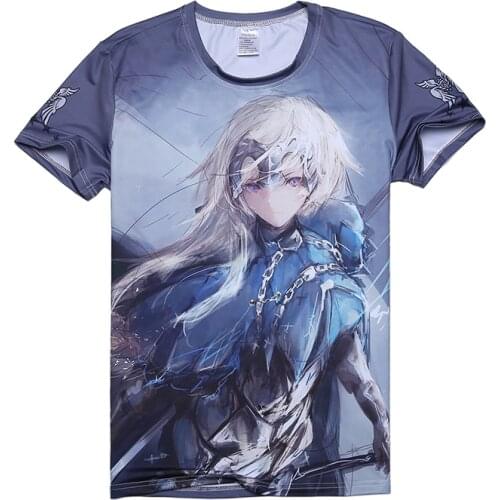 Fate/Stay Night Altria Pendragon Short Sleeve T-shirt Saber Cartoon Round Neck Cosplay Costume Clothes Halloween Unisex Tops