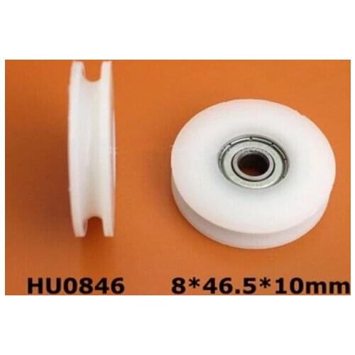 Fixmee 4pcs 8*46.5*10mm 608ZZ U Groove Guide Pulley Sealed Rail Ball Bearing