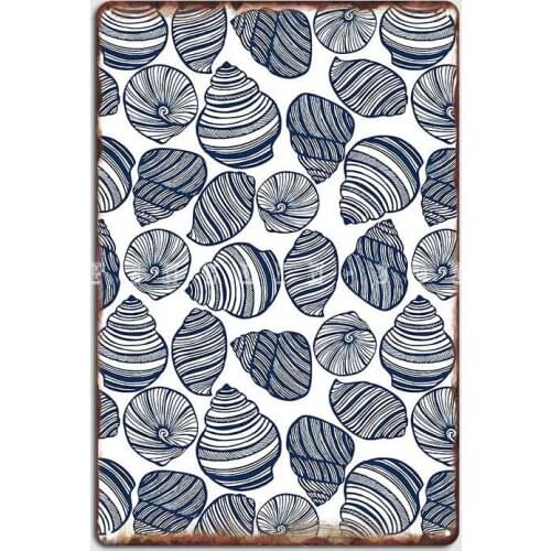 Blue Shells Metal Sign Funny Cave Pub Club Wall Decor Tin Sign Posters