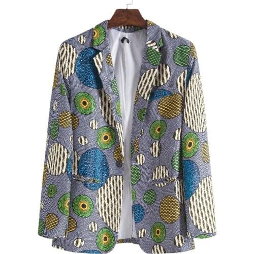 Hip-hop Suit Jacket 2021 Africa Plus Size Ethnic Style Flower Series Fashion Printing Single-Breasted Casual Top