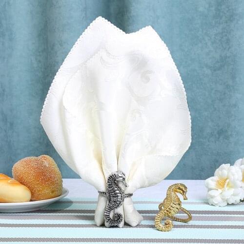 12/PCS seahorse napkin ring, mouth cloth ring, model room, villa, table napkin buckle, decoration, home decoration To report