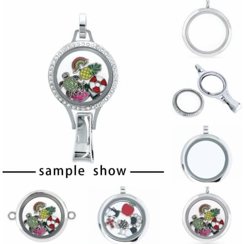 1pcs 30mm Round Living Floating Glass Memory charms Locket Badge hold lanyard locket fit locket charms making necklace as gift