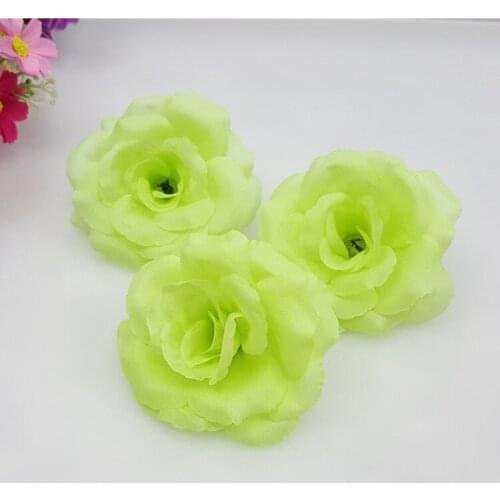 Hot 10PCS/Lot 8CM Green Color Artificial Rose Silk Flower Heads DIY Wedding Home Decoration Festive Party Supplies Can Mix Color