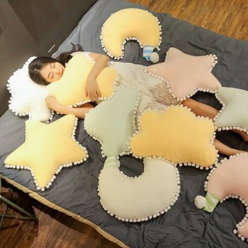 Stuffed Cloud Moon Star Crown Plush Pillow Soft Cushion Kids Pillow Sofa Home Decor Birthday Gift