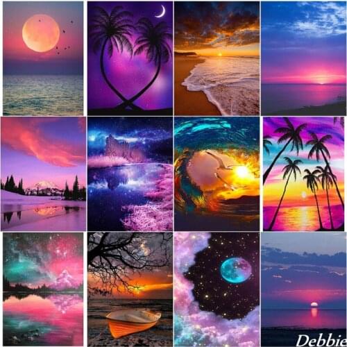 DIY Diamond Painting Landscape Beach Night Sky Cross Stitch Kit Full Diamond Mosaic Sunset Home Decoration Gift