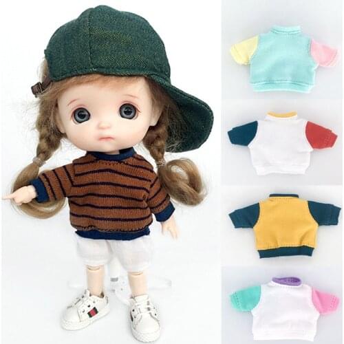 New ob bjd Doll Clothing Casual Stripe Sleeve Long sleeve T-shirt for ob11,obitsu11,Molly, 1/12bjd doll accessories clothes