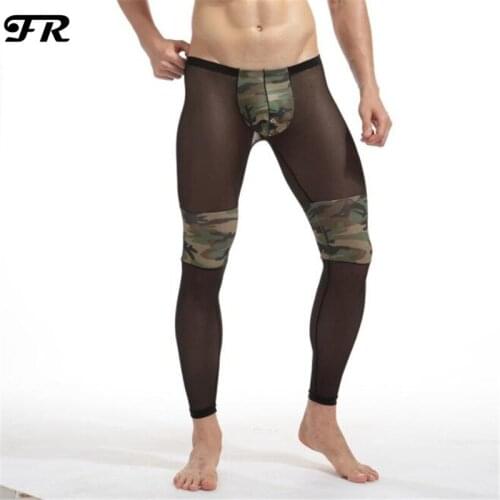 FR New Mens Camouflage Net Yarn Patchwork Pants,Sexy Mens Leggings Pants