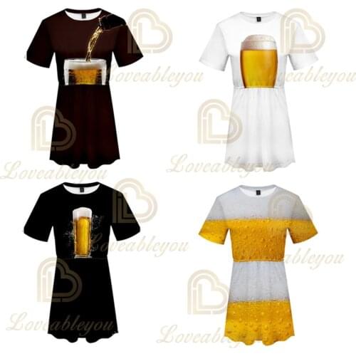 New Design Beer Day Costume 3D Print Dress Women Girls Clothing T Shirt Skirt Summer Wear Sets Party Dress