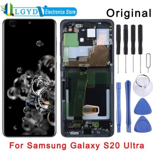 Original LCD Screen and Digitizer Full Assembly with Frame for Samsung Galaxy S20 Ultra