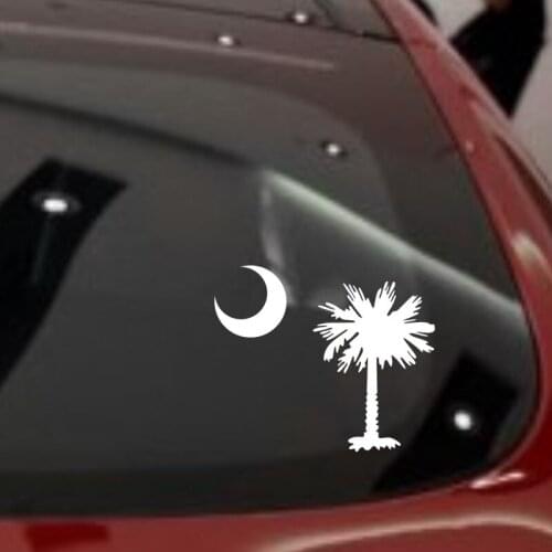 PALMETTO TREE MOON SC FLAG Die Cut Car Decal Sticker Die-cut White Windows Decal Sticker 5''(White)