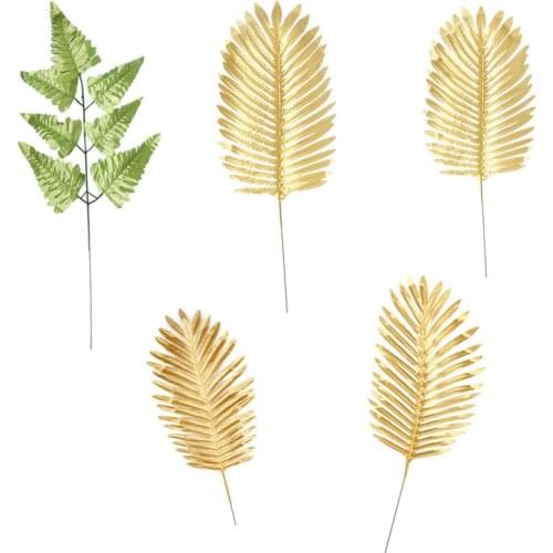 Large Size Palm Leaves Artificial Decoration Palm Leaf Gold Persian Leaves Wedding Party Decoration Home Decor Palm Gold