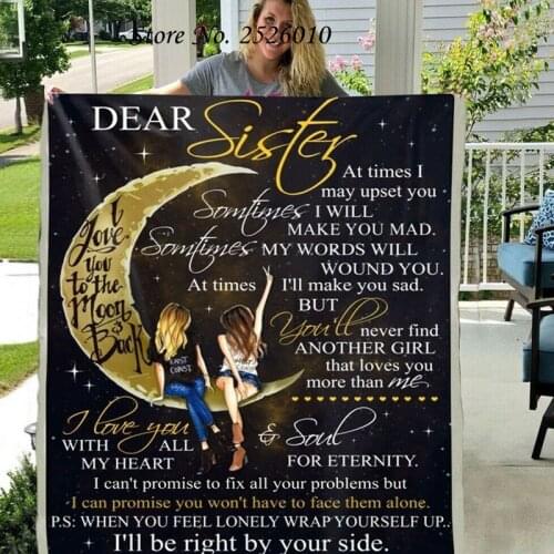 Throw Blanket Dear Sister Letter Blanket 3D Print Sherpa Blanket on Bed Home Textiles Blanket HBTY XMAS Gift 74