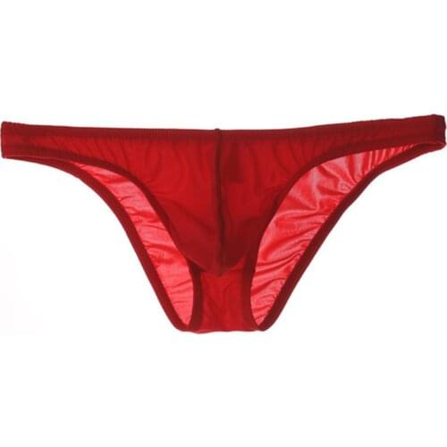 Sexy Mens See Through Ice Silk Briefs Pouch Underpants Thongs Lingerie Underwear Mens G-strings Pouch Bikini Erotic Underwear