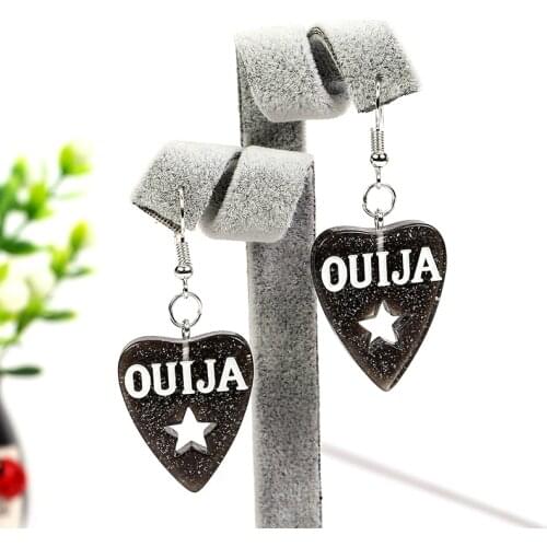 1pair Fashion Craft heart with OUIJA Drop Earrings Resin earring for Birthday Gift Child Girls Teens Jewelry