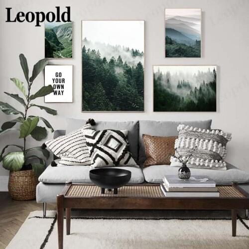 Nordic Modern Natural Landscape Poster Mountain Fog Forest Picture Print Scandinavian Style Bedroom Decoration