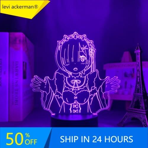 Anime Led Night Light Re Zero Starting Life In Another World Nightlight for Bedroom Decor Birthday Gift Re Zero Rem 3d Lamp
