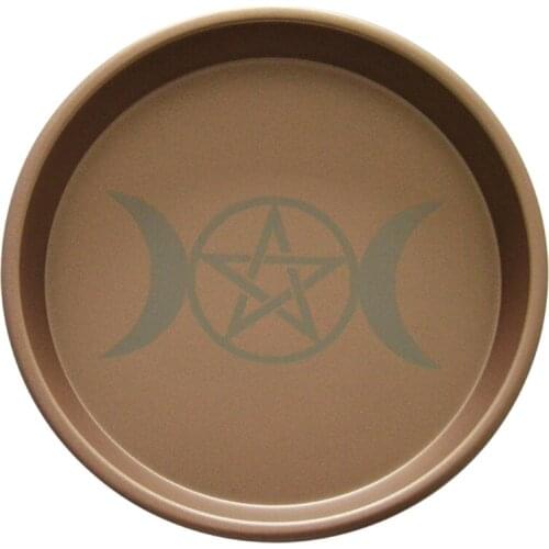 Three-phase Moon Astrology Candlestick Table Altar Plate Tile Divination Round Metal Storage Plate Candle Holder Ritual