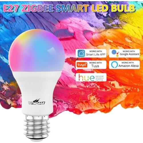YANDHI Tuya Zigbee E27 Smart LED Light Bulb Timing Function Smart Life APP Remote Control RGB+CW Dimmable For Alexa Google Home