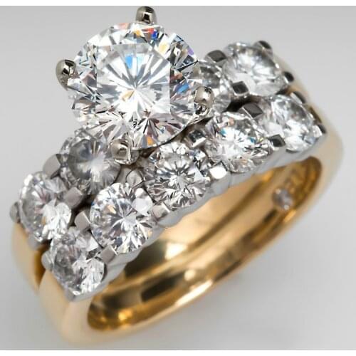 Gorgeous Women Jewelry White Zircon Couple Rings for Wedding Engagement Party Set Gifts Size 6 7 8 9 10