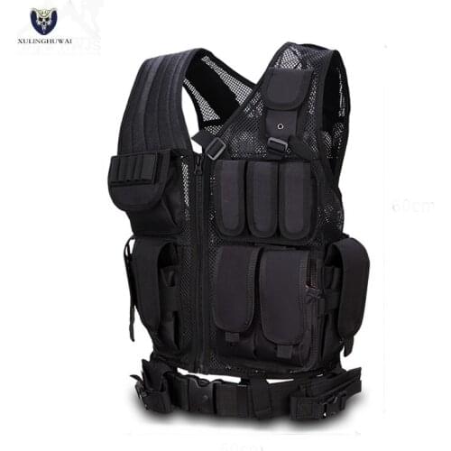 Security Men Military Tactical Vest Paintball Camouflage Molle Hunting Vest Assault Shooting Hunting Plate Carrier With Holster