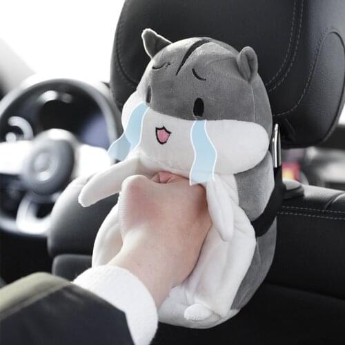 Car Drawer Box Creative Plush Hamster Doll Tissue Box Cute Car Paper Drawer Box Car Seat Back, Armrest Box Hanging Tissue Box