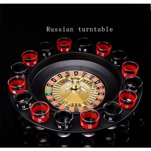 Bar Funny Tools Russia Turntable Shot Glass Drinking Roulette Game Set 16 Shots