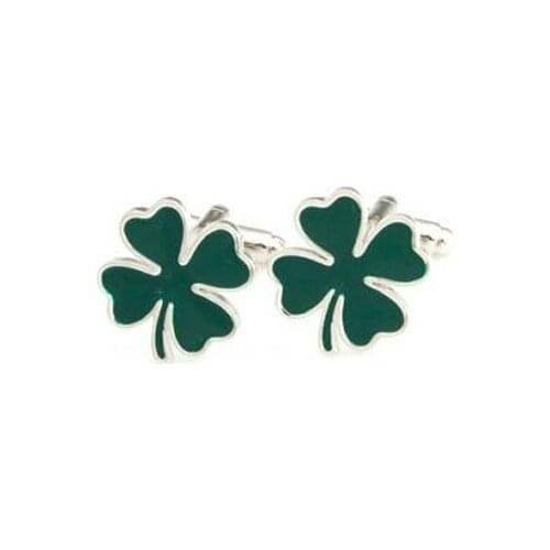 TZG10277 Green Clover Cufflink Cuff Link 15 Pairs Wholesale Free Shipping
