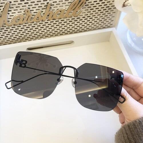 Vintage Oversized Rimless Square Sunglasses Fashion 2021 New Luxury Brand Shades For Women Anti Blue Light Clear Lens Glasses