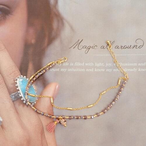 Delica Miyuki Tassel Bracelet For Women Purple Pearl Luck Bracelet Femme Jewelry Crystal Seed Beads Handmade Gifts Friendship