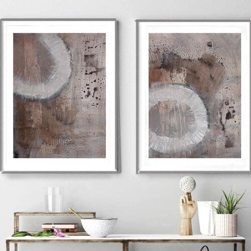 Painting contemporary art, rustic home decor, wall art abstract, neutral set of 2, beige and brown diptych