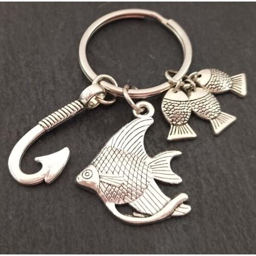 1 fishhook keychain fishhook charm pendant jewelry men gift engagement gift for father