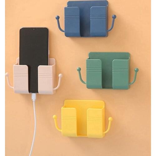 1PC Wall Mounted Storage Box Remote Control Organizer Case Mobile Phone Plug Charging Holder Rack Multifunction Stand For Home