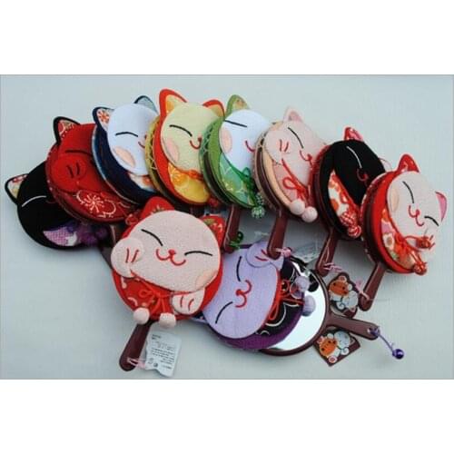 10 Pcs Cartoon Japan Kimono Style Home Makeup Mirror Color Random WIth Small Bell