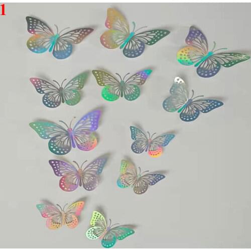 12pcs 3D Hollow Butterfly Stickers Crystal Beautiful Butterfly Wall Sticker for Kids Room Home Decoration Stickers Hot Sale