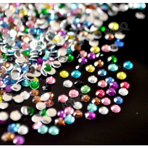 2016 New Fashion 2mm 1000Pcs/Bag Mixed Color Rhinestones Acrylic Nail Art Glitter Rhinestone Nail Tools DIY Decoration Beads N51