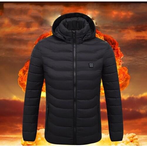 2019 New Men Women Winter Heating Electric Down Jacket Charging Warm Electric Heated Hooded Jackets USB Charging Clothing